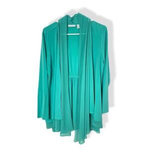 Susan Graver tiered waterfall jacket seafoam green blue L